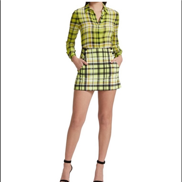 NWT- Alice+ Olivia Willa silk plaid shirt size S - Picture 6 of 12